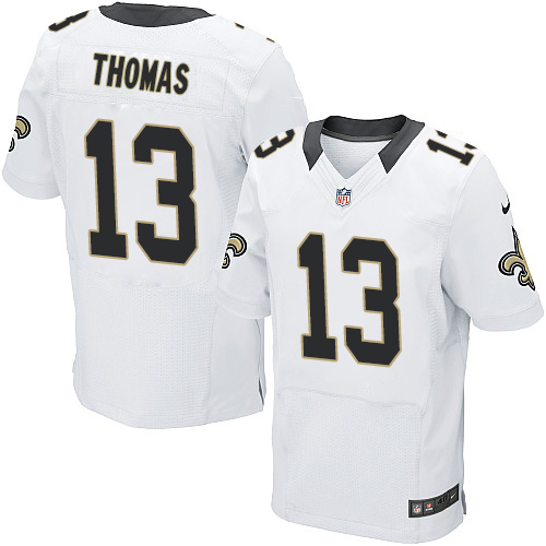 Men's Elite Michael Thomas Nike Jersey White Road - #13 NFL New Orleans Saints
